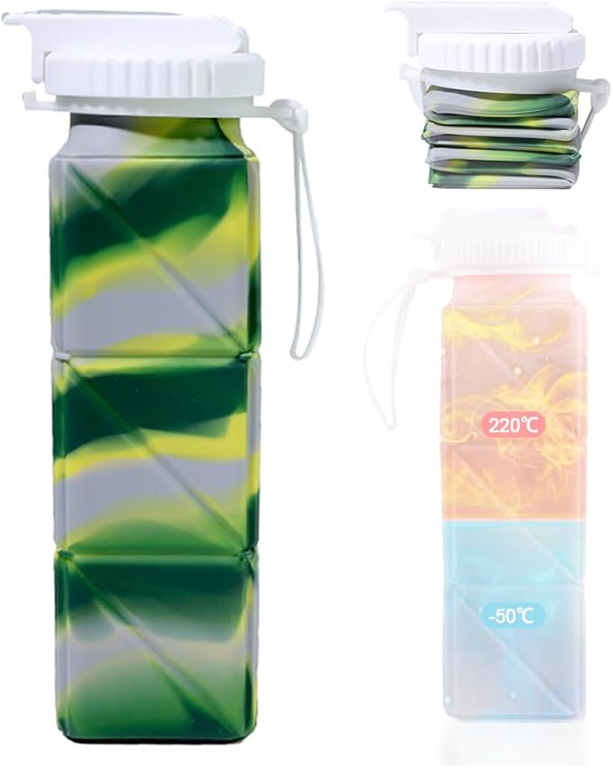 折りたたみ式ウォーターボトル 折りたたみ ボトル 折りたたみ 水筒 スポーツボトル ランニング マラソン サイクリング 登山 携帯用スポーツ水筒 サイクリング 自転車漏れ防止 シリコン製 ボトル 超軽量 無毒無臭 耐冷耐熱