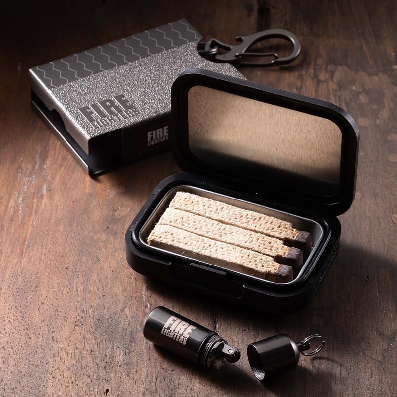 ファイヤーライターズ専用 Niche Box 黒ニッケル 真鍮バレル 防水ケース カラビナ付き スタイリッシュ 持ち運び キャンプ アウトドア 焚き火 着火剤ケース 6ヶ月保証付き