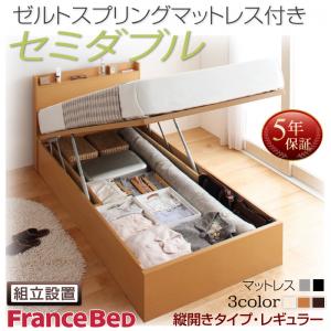 【組立設置サービス付】国産 跳ね上げ 収納ベッド Freeda フリーダ フランスベッド社（日本）製 ゼルトスプリングマットレス付き 縦開き セミダブル 深さレギュラー日本製ベッド 国産ベッド 日本製 フランスベッドマットレス 国産マットレス 日本製マットレス