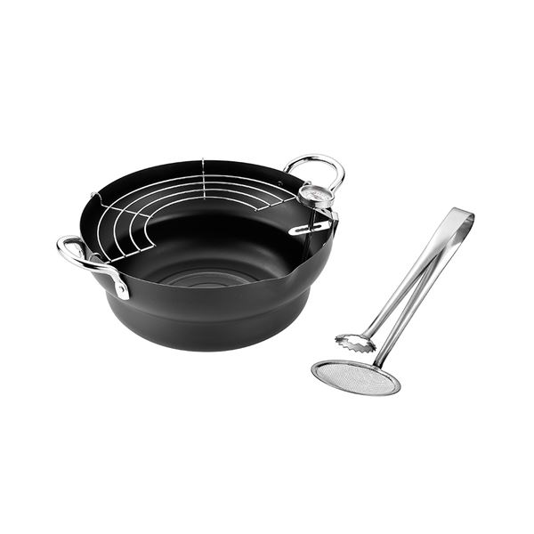 燕熟の技 共柄天ぷら鍋24cm 温度計・トング付き EJTP-501 【 キッチン用品・食器・調理器具 日用雑貨・キッチン用品 キッチン 鍋・フライパン 圧力鍋 】