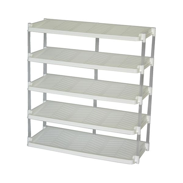 平和工業 クリスタルシューズラック トリプル 5段 ホワイト 253200 1台 組立式(3)