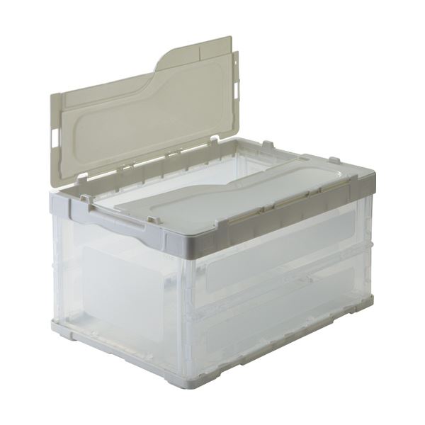 TANOSEE 折りたたみコンテナ 軽量タイプ フタ一体型 40L ホワイト / 透明 1台 日用品雑貨・文房具・手芸 文房具・事務用品 文具 オフィス用品 文房具 事務用品 コンテナ