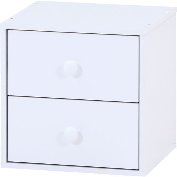 キューブボックス 引出2杯 WH ホワイト 組立品（メーカー名:不二貿易） インテリア 家具 収納家具 収納