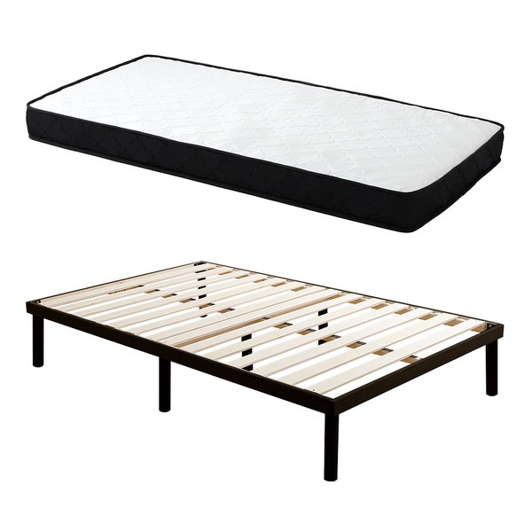 パイン材高さ2段階調整脚付きすのこベッド ポケットコイルマットレスセット（セミダブル） 【フレーム色 ブラウン 茶色】 / ホワイト (メーカー名:ホームテイスト） ベッドフレーム すのこベッド すのこ