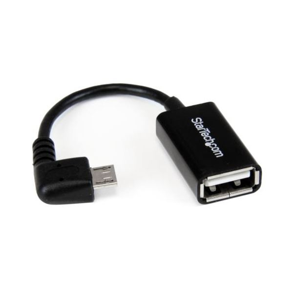 StarTech.com microUSB OTG変換アダプタ L型 12cm USB A （メス）-USB MicroB （オス）ブラック UUSBOTGRA 1個 【×2セット】 【お徳用 まとめ買い お買い得 業務用 割引 セット販売】