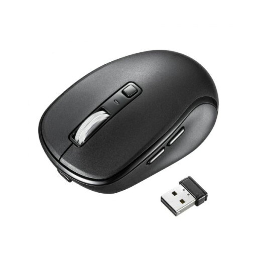 サンワサプライ静音ワイヤレスブルーLEDマウス (充電式・5ボタン) ブラック MA-WBS520BK 1個 サンワサプライ静音ワイヤレスブルーLEDマウス (充電式・5ボタン) ブラック MA-WBS520BK 1個