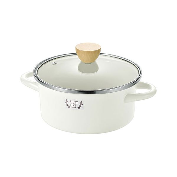 シルキーライフ ホーロー両手鍋 18cm 手作りならではのやさしい風合い お手入れが簡単で臭いが移りにくい SLH-002