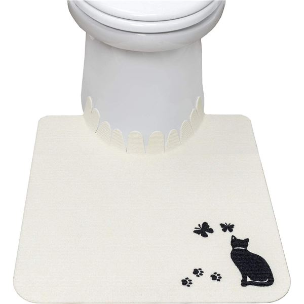 【2個セット】 サンコー おくだけ吸着 ズレない トイレマット(ネコ) 約55×60cm KV-07 【 セット販売 まとめ買い 割引 】
