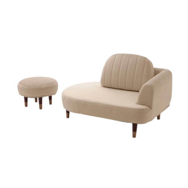 コンパクト ソファー 約幅104cm ベージュ オットマン付き ポケットコイルマットレス付 フレーム・マッ..