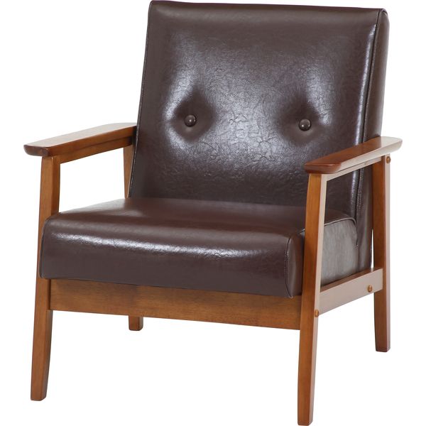 バイキャストPUソファ 1P LBR ライトブラウン 組立品（メーカー名:不二貿易） インテリア 家具 ソファ