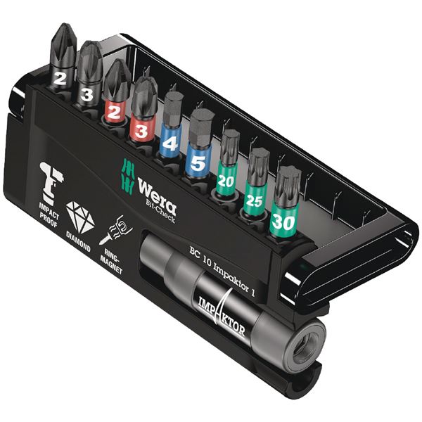 WERA ヴェラ 10本組 差込6.35mm インパクト用 ドライバービットセット 057680 工具 ツール DIY 作業工具 道具