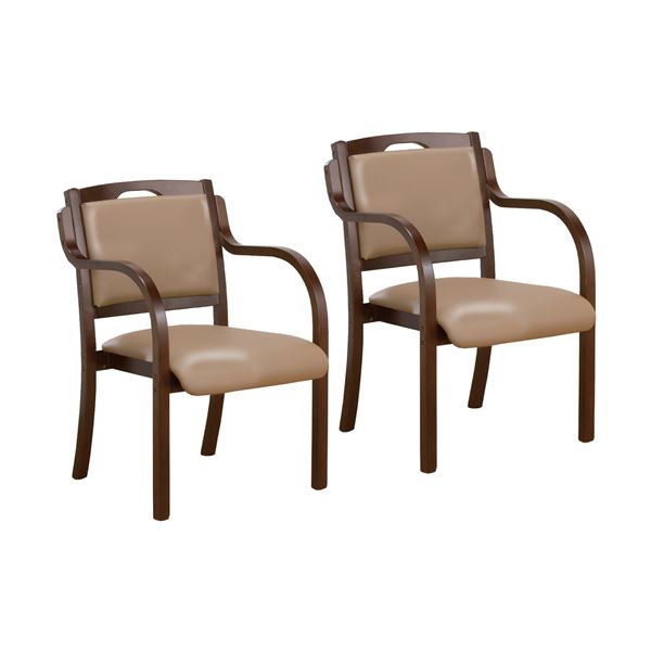 立ち座りサポートダイニングチェア 同色2脚組 ベージュ【組立式】 インテリア・収納 家具 インテリア・..