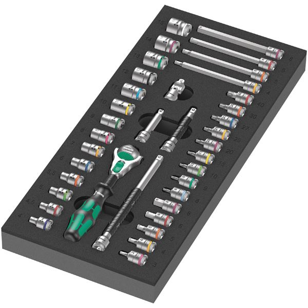 WERA ヴェラ 37点組 1 / 4DR ラチェットレンチ Zyklop Speed ソケットビット セット フォームインサート付 150110 工具 ツール DIY 工事 DIY 工具 工具セット