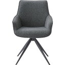 回転アームチェア ダークグレー (約W56.5×D64×H85.5×SH48cm) 組立式(3)