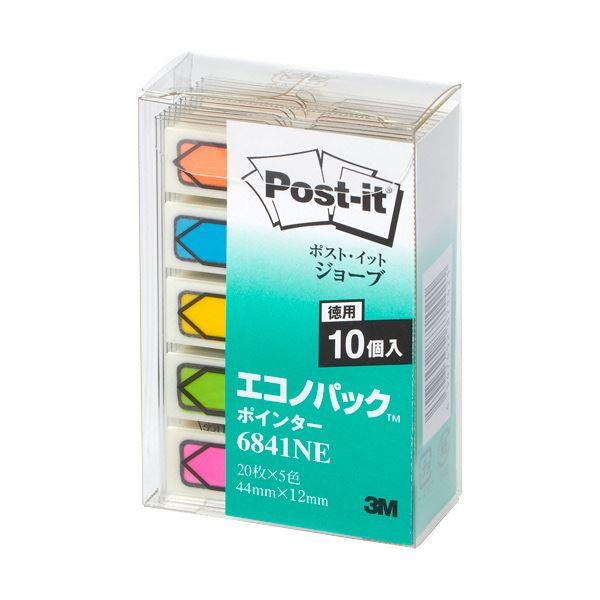 3Mポスト・イット ジョーブ エコノパック ポインター 44×12mm 20枚×5色 10シート / パック 6841NE1セット （2パック） 日用品雑貨・文房具・手芸 文房具・事務用品 文具 オフィス用品 文房具 事務用品 付箋紙・ポストイット