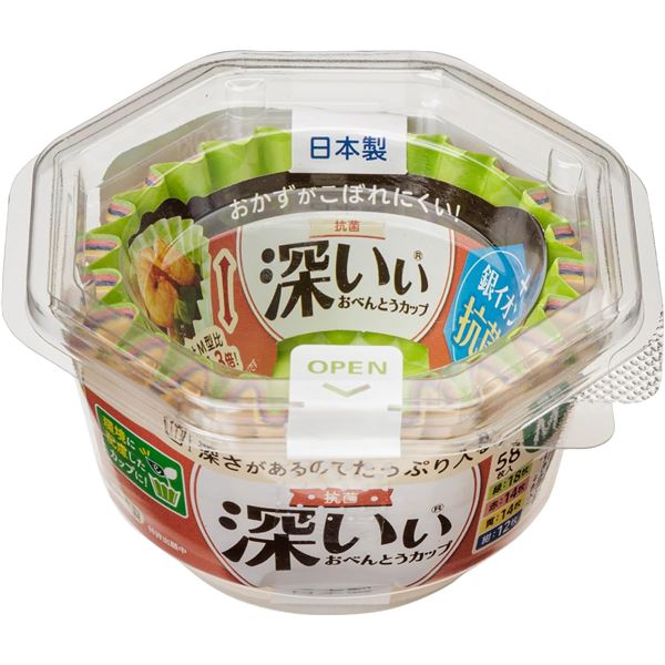 【10個セット まとめ買い】 東洋アルミエコー 抗菌深いぃおべんとうカップ 深型M 4色 58枚 1867 【お徳..