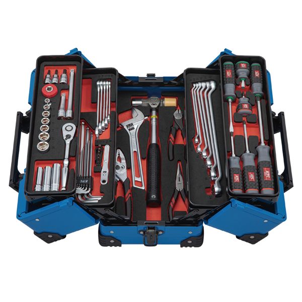 KTC 京都機械工具 56点組 9.5SQ 自動車・二輪整備用 スタンダードセット 両開きメタルケース スカイブルー SK35626WZSBL