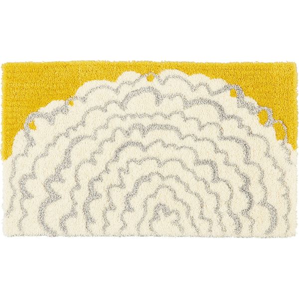 玄関マット 約幅45×長さ75cm イハナマット イエロー 日本製 手洗い可 防ダニ ホットカーペット可 デザインライフ スミノエ