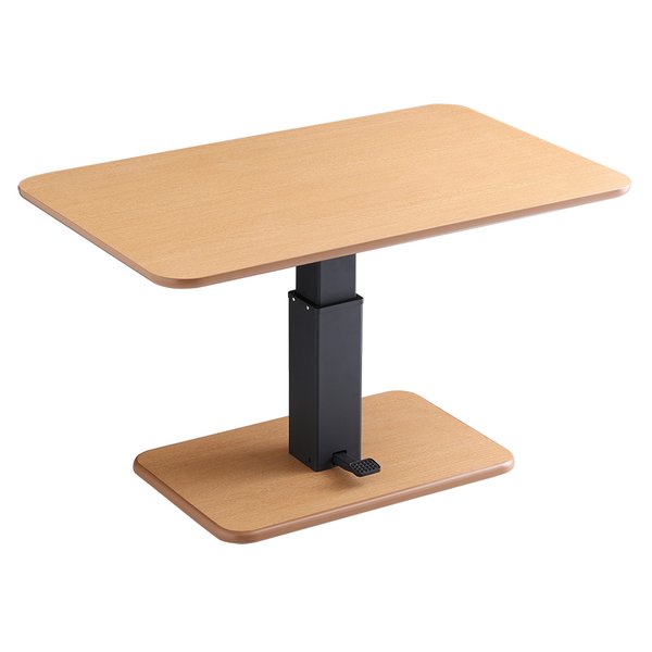 無段階ペダル式ガス圧昇降テーブル シャビーオーク インテリア・収納 家具 インテリア・家具 テーブル ..