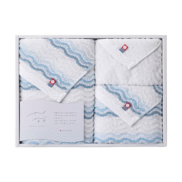 今治タオル さざ波 フェイスタオル2P&ウォッシュタオル フェイスタオル34×75cm、ウォッシュタオル34×30cm B1116535