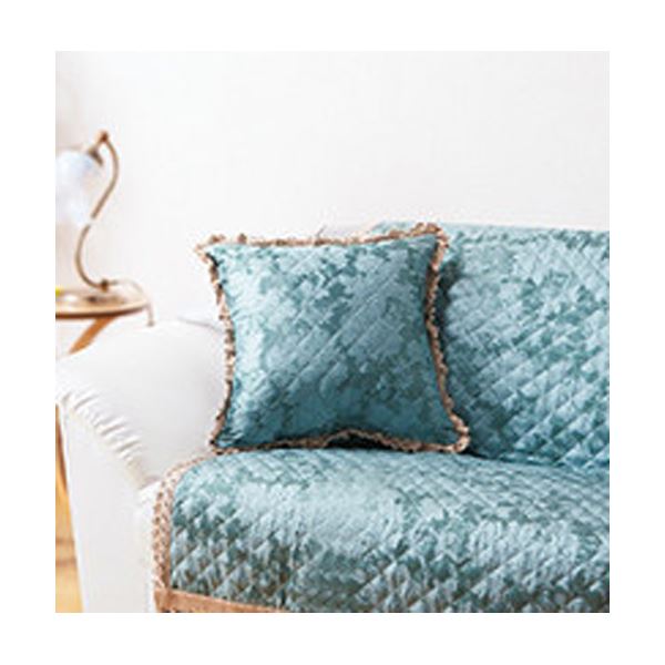 刺繍調キルトジャカード織 クッション グリーン インテリア・収納 家具 インテリア・家具 クッション生..