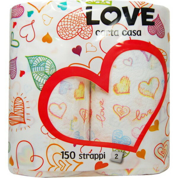 ラブ キッチンペーパー 【2Pロール×12個セット】 イタリア製 〔キッチン用品 台所用品〕 （ 掃除用品 文房具・事務用品 生活雑貨 オフィス用品 日用品雑貨 日用消耗品 文房具 お掃除 ）
