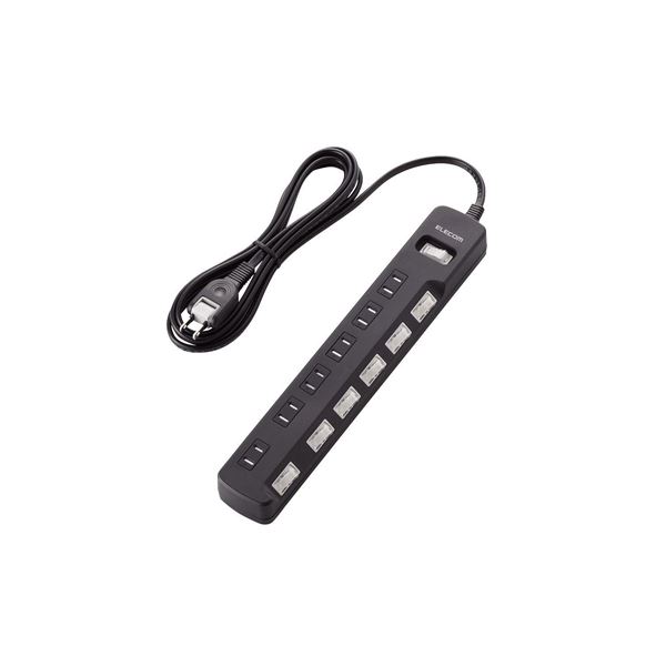 ELECOM 【まとめ買い 2個セット】 エレコム 一括＆個別スイッチ付 雷ガードタップ T-K8A-2625BK 【×2セ..