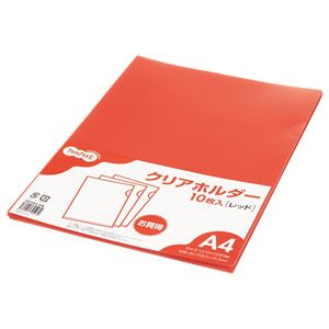 【お買い得　まとめ買い 】 TANOSEE カラークリアホルダー 単色タイプ A4 レッド 1セット（30枚：10枚×..