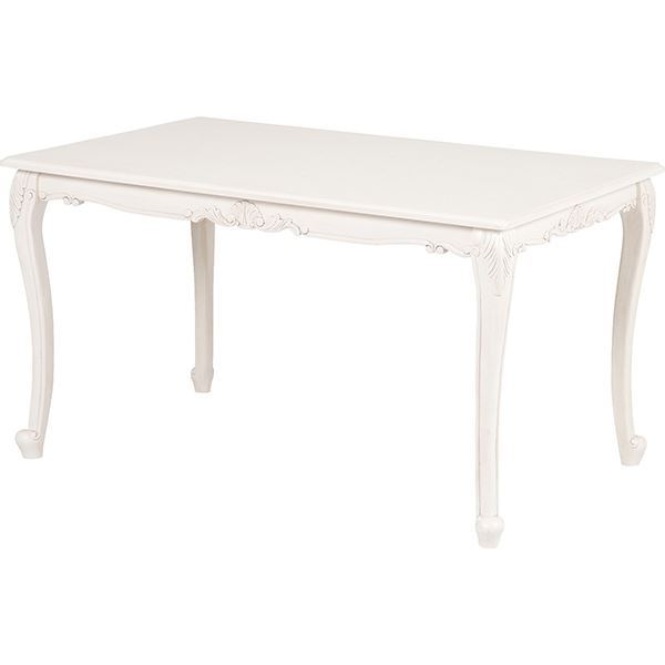 センターテーブル 長方形 幅130cm アンティークホワイト 木製 猫脚付き ヴィオレッタシリーズ ダイニングテーブル リビング