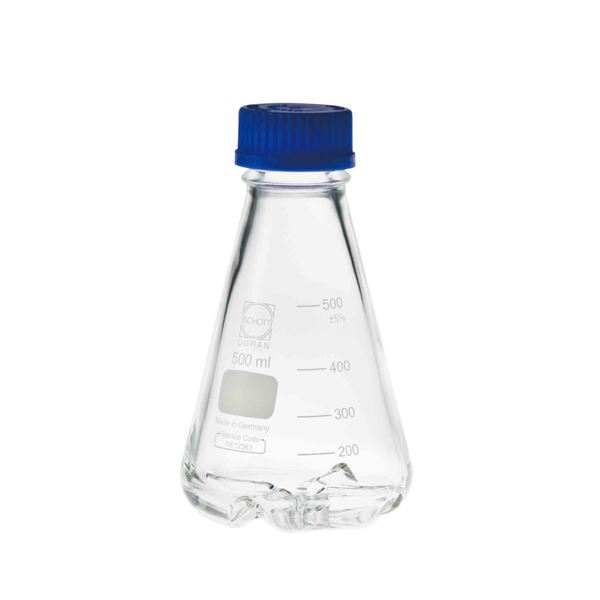 【柴田科学】ねじ口振盪三角フラスコ 下部バッフル付 500mL【4個】 016460-500A