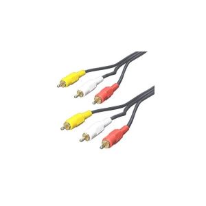 変換名人 ビデオケーブル (黄・赤・白)1.8m RCA3-18G 【×10セット】 【お徳用 まとめ買い お買い得 業務用 割引 セット販売】