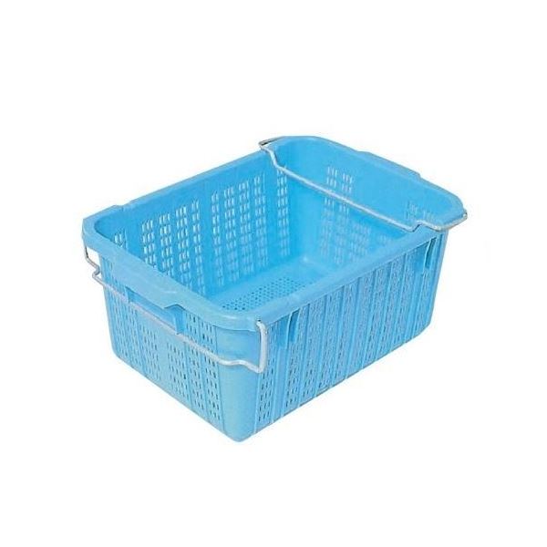 プラスケット / 網目ボックス 【No.450 金具付き】 ブルー スタッキング金具使用時：段積み可 （ 掃除..