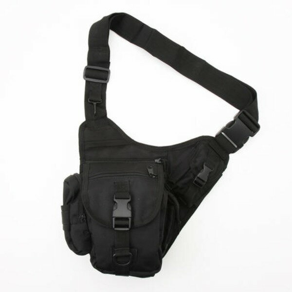 ボディーバッグ カバン ブラック 頑丈 ナイロンキャンバス生地 裏防水加工 8ポケット 防水 ショルダー ボディバッグ