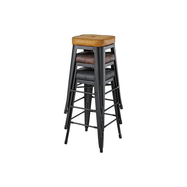 スツール オットマン 幅41×奥行41×高さ70cm ブラウン スチール ソフトレザー リビング ダイニング インテリア家具 【椅子 チェアー 業務用 PC オフィス オフィスチェアー チェア 会議室 PCチェアー】 [2]