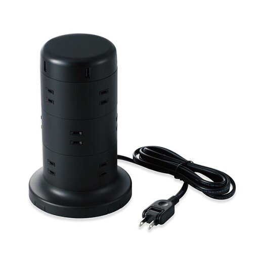 ELECOM エレコム PC機器 延長コード タワー電源タップ 12個口 2m ほこりシャッター付 ブラック TT-U02-1220BK ELECOM エレコム PC機器 延長コード タワー電源タップ 12個口 2m ほこりシャッター付 ブラック TT-U02-1220BK