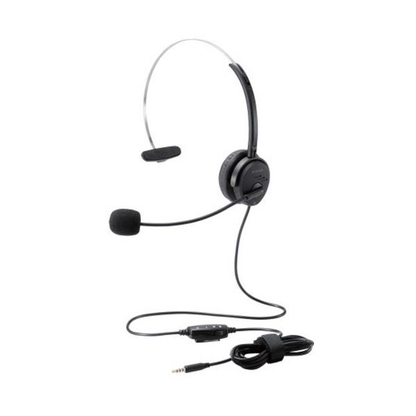 ELECOM エレコム 片耳オーバーヘッドタイプヘッドセット 約1.8m ブラック HS-HP29TBK 1個 【×3セット】 【お徳用 まとめ買い お買い得 業務用 割引 セット販売】