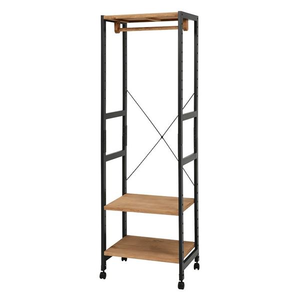 ハンガーラック 幅56×奥行40×高さ176cm ダークグレイ×ライトブラウン 木製 キャスター付き 組立式 コートハンガー 【 ハンガーラック 収納 収納ラック 収納家具 ラック ハンガーラック ポールハンガー 】