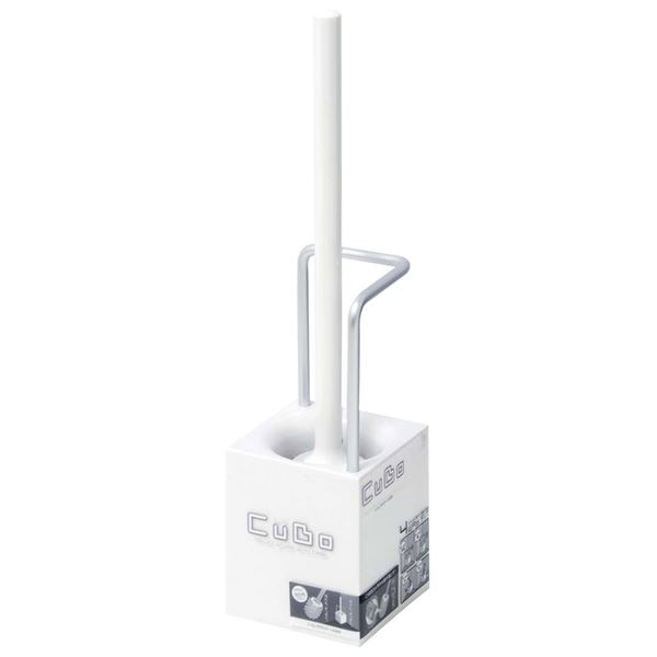 トイレブラシセット / トイレ掃除用品 【ホワイト 20個セット】 9×9×25cm ケース付き キューボ 〔お手洗い レストルーム〕(掃除 トイレ用品 トイレ用洗剤 トイレ トイレ清掃)