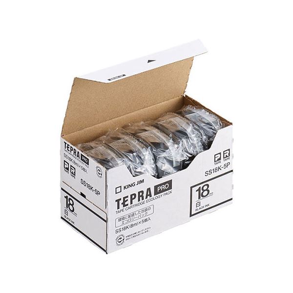 【キングジム 事務用品 KING JIM 文具 オフィス用品 文具】 (KING JIM) テプラPROテープエコパック 18mm 白ラベル 5個入 SS18K-5P 日用品雑貨・文房具・手芸 文房具・事務用品 文具 オフィス用品 文房具 事務用品 ラベルシール・プリンタ