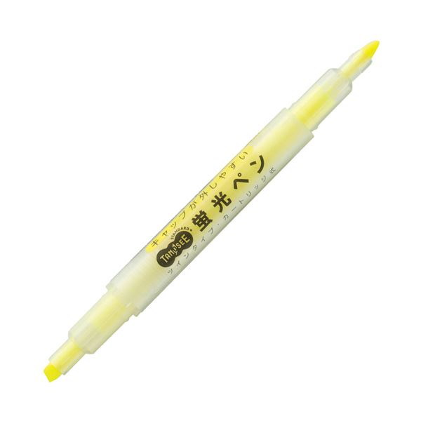 【セット販売】 TANOSEEキャップが外しやすい蛍光ペン ツイン 黄 1本 【×50セット】