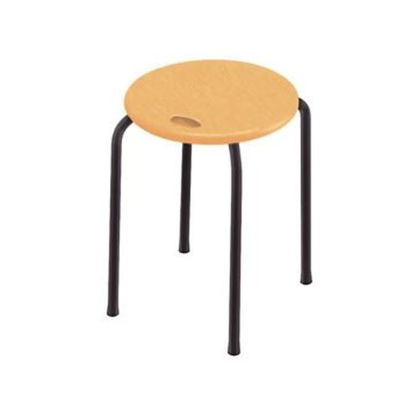 スツール 簡易スツール 幅320×奥行320×高さ450mm ナチュラル×ブラック スタッキング 日本製 木製座面 スチール 1脚販売 【椅子 チェアー 業務用 PC オフィス オフィスチェアー チェア 会議室 PCチェアー】