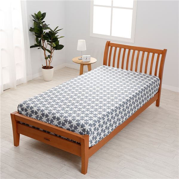 ボックスシーツ 【シングルサイズ シングル】 約100×200×30cm グレー 洗える クイックシーツ 北欧デザイン Hei＆Moi 西川 ベッドルーム 寝室 （ 寝具 ボックスシーツ ベッド 敷き布団シーツ マットレス用 シーツのみ）