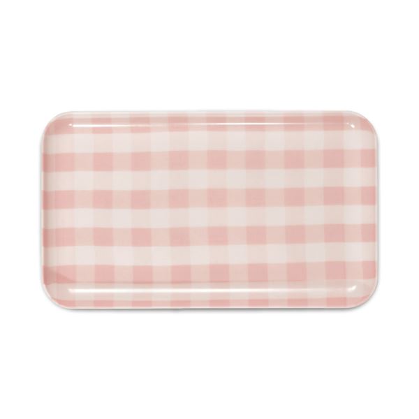 ミニ お盆 トレー 約幅215mm SS角 ピンク チェック柄 60個セット 食器洗い乾燥機対応 カスター台 カス..