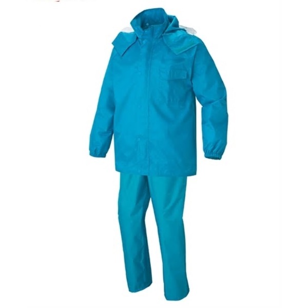 レインウェア L ターコイズ 耐水圧 10000mm H2O 撥水 防水 レインウェアー 上下総裏メッシュ フード取り外し可 カッパ 雨具ファッション トップス...