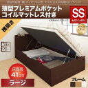 【組立設置サービス付】 跳ね上げ式ベッド 収納付きベッド ベッドフレーム すのこ収納 収納付き 収納ベッド 薄型プレミアムポケットコイルマットレス付き ポケットコイル 【横開き】 【セミシングルベッド 】 マットレスセット セミシングルサイズ 【深さ:ラージ】(3)
