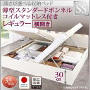 【組立設置サービス付 跳ね上げ式ベッド 収納ベッド 】 収納家具 収納ベッド 大容量 薄型スタンダードボンネルコイル付き ボンネルコイル 【横開き】 【セミシングルベッド 】 マットレスセット セミシングルサイズ 【深さ:レギュラー】(3)