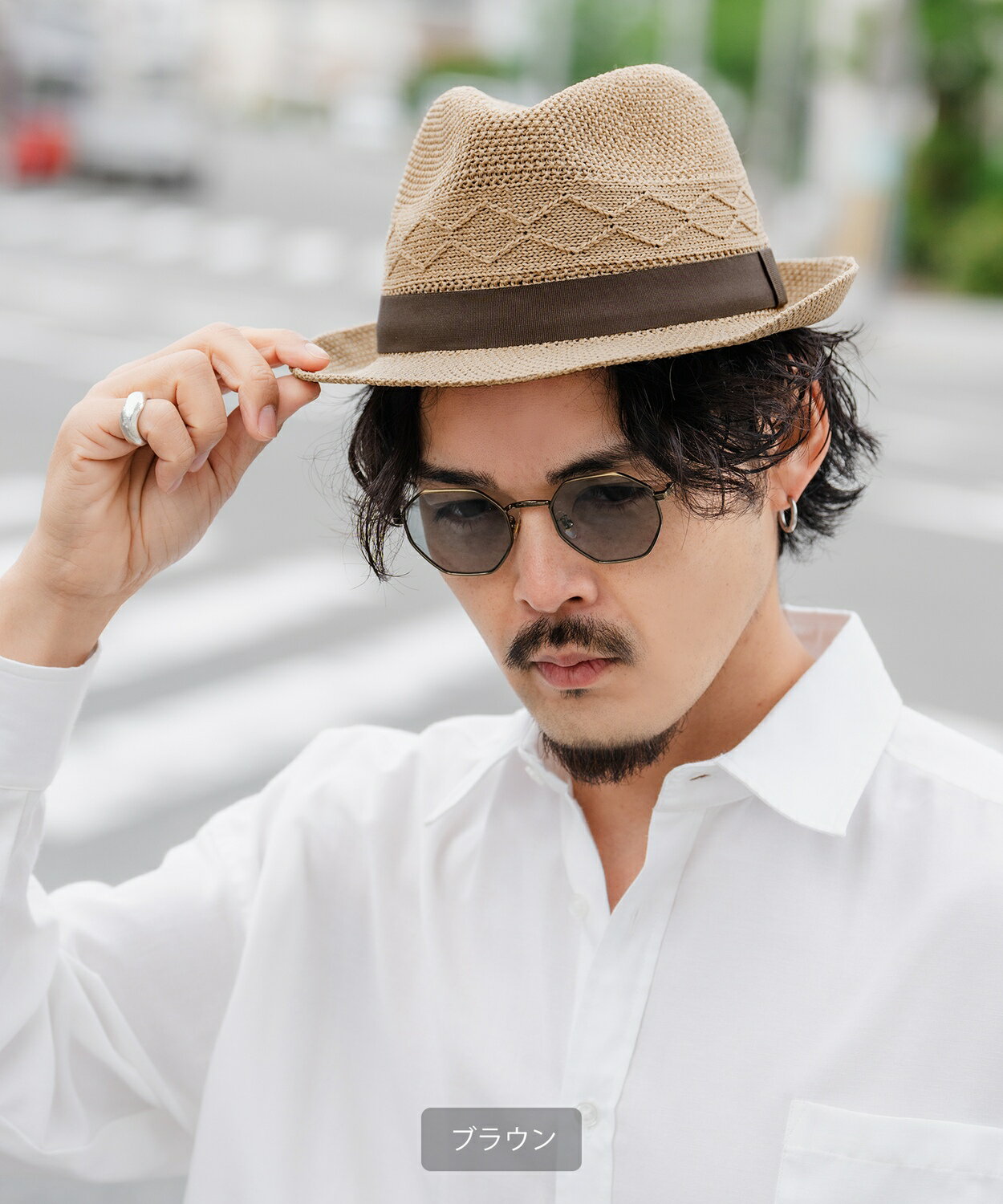 ストローハット メンズ レディース ポリエステル 麦わら帽子 中折れ帽 ハット シンプル 大人カジュアル アメカジ カジュアル ストリート 古着MIX 韓国ファッション