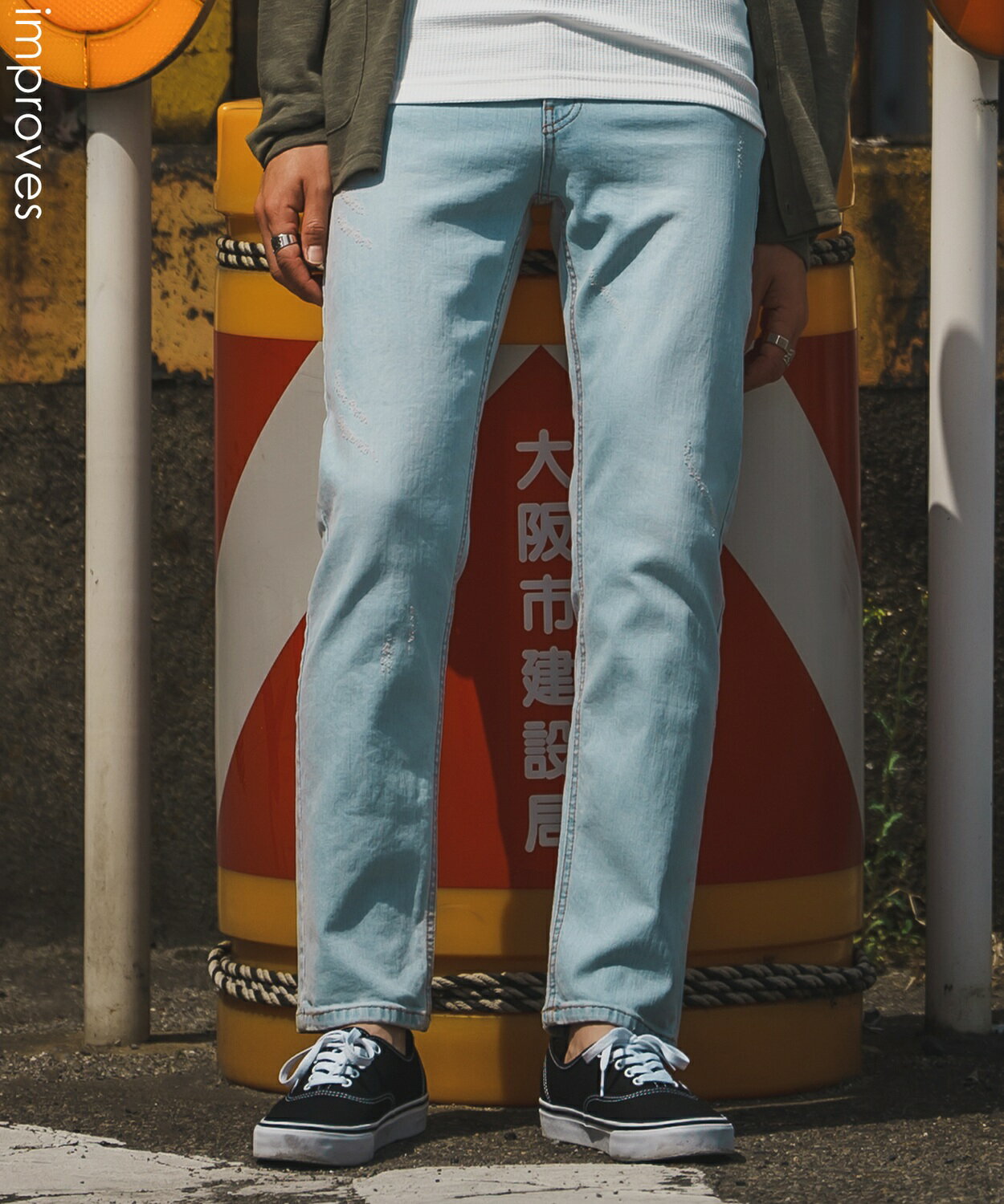 【SALE / 10%OFF】デニムパンツ メンズ レディース シンプル スリム イージー Tシャツ ストレッチ ダメージ スキニーパンツ アメカジ カジュアル スケーター ストリート 韓国ファッション ノームコア ブルー