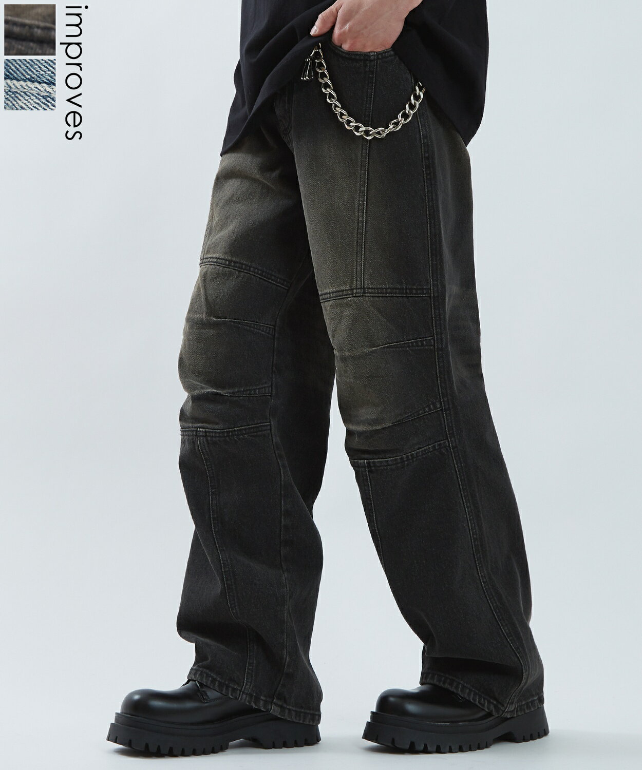 樂天商城 - 【SALE / 22%OFF】デニムパンツ メンズ レディース ワイドジーンズ Tシャツ アメカジ カジュアル スケーター ストリート 韓国ファッション ノームコア ブラック ブルー