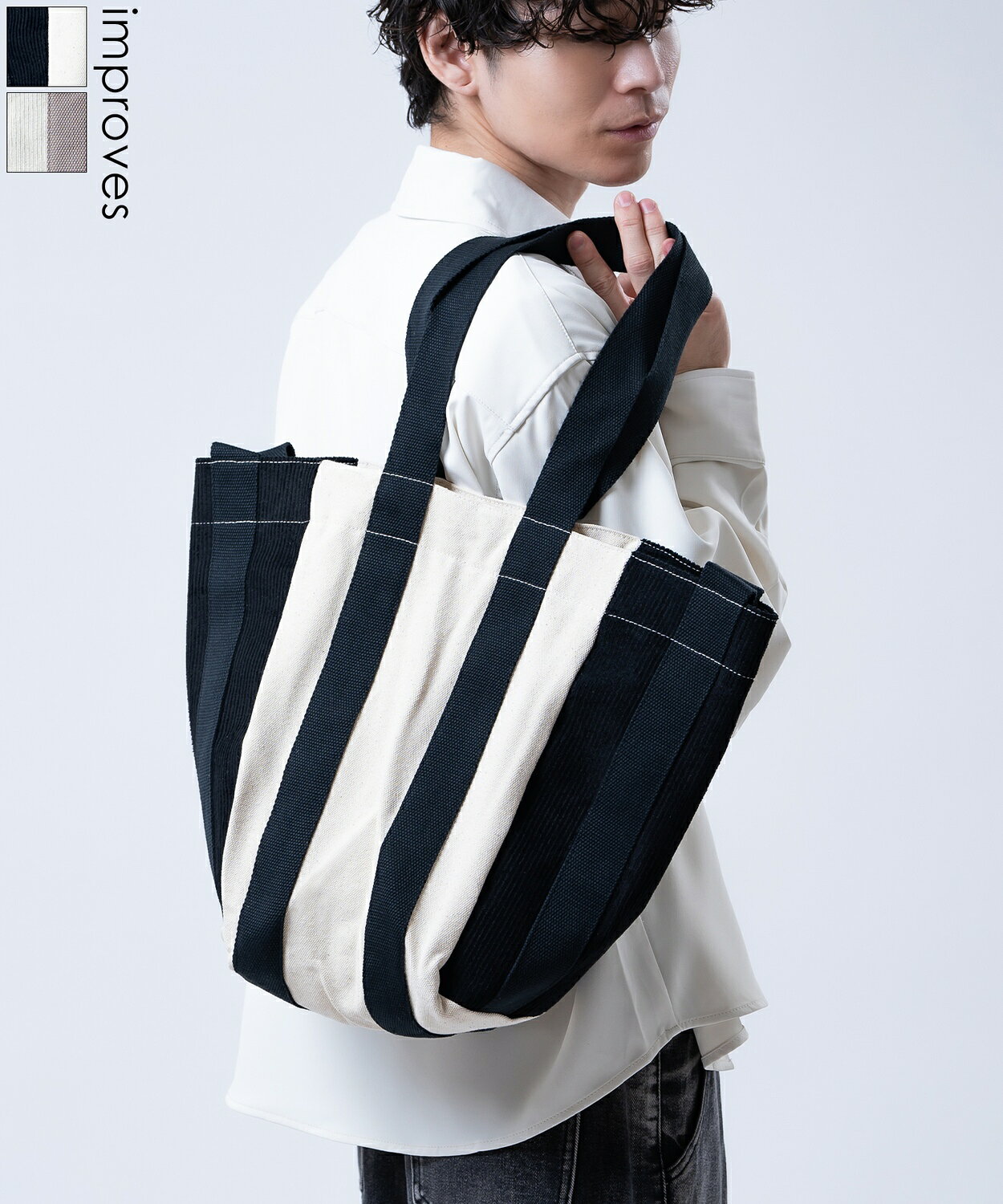 樂天商城 - トートバッグ メンズ レディース コーデュロイ キャンバス 切り替え トート 大きめ A4 B4 大容量 通学 通勤 旅行 肩掛け バッグ 刺しゅう ロゴ 配色 バイカラー ストリート 韓国ファッション カジュアル